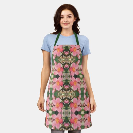 Roze Floral Pattern Schort (Gedragen)