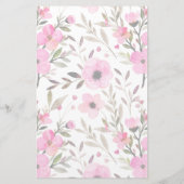 Roze Floral Pattern Schrijven Papier gedateerd Lin (Achterkant)