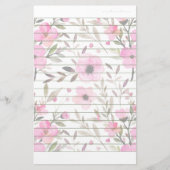 Roze Floral Pattern Schrijven Papier gedateerd Lin (Voorkant)