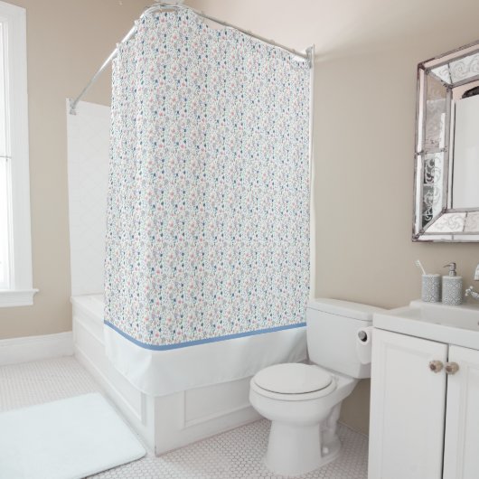 Roze Floral Pattern Shower Curtain Douchegordijn (In situ)