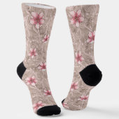 Roze Floral Pattern Sokken (Gebogen)