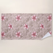 Roze Floral Pattern Strandlaken (Voorkant)
