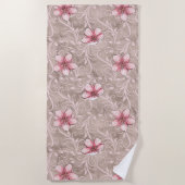 Roze Floral Pattern Strandlaken (Voorkant)