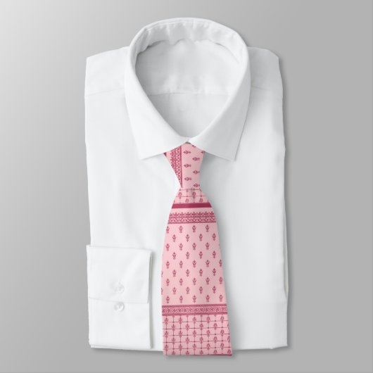 Roze Floral Pattern Stropdas (Gebonden)
