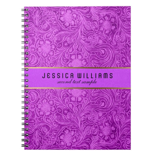 Roze Floral Pattern Suede Leather Kijk Notitieboek (Voorkant)