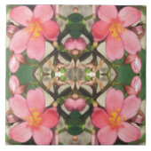 Roze Floral Pattern Tegeltje (Voorkant)