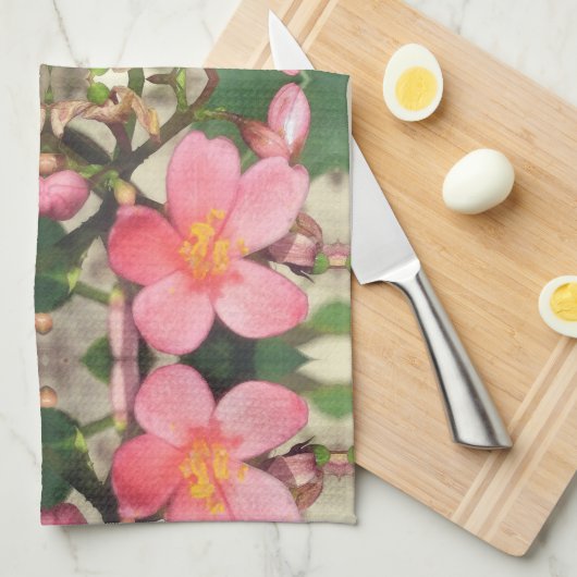 Roze Floral Pattern Theedoek (Quarter Fold)