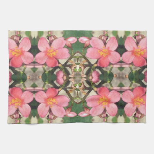 Roze Floral Pattern Theedoek (Horizontaal)