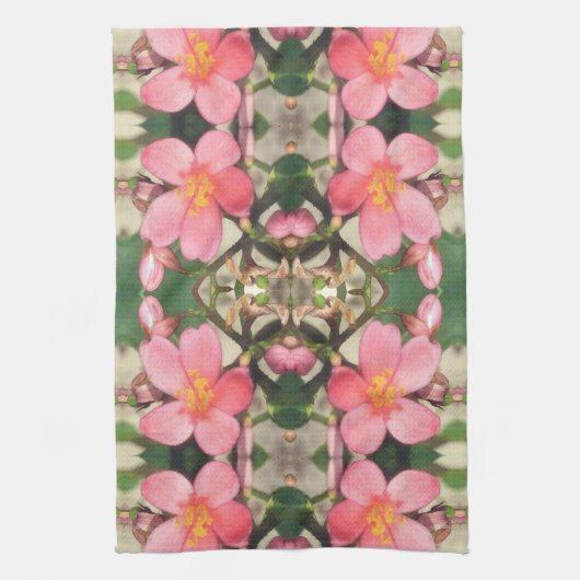 Roze Floral Pattern Theedoek (Verticaal)