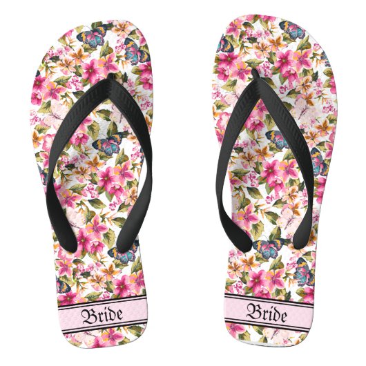  roze Floral Pattern Wedding Bride Teenslippers (Voetbed)
