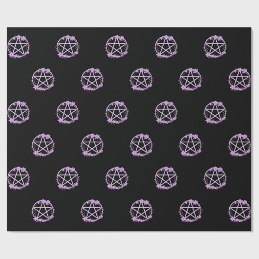 Roze Floral Pentacle Cheeky Witch® Gift Wrap Cadeaupapier (Vlak)