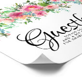 Roze Floral Peoney Christening Guestbook Poster (Hoek)