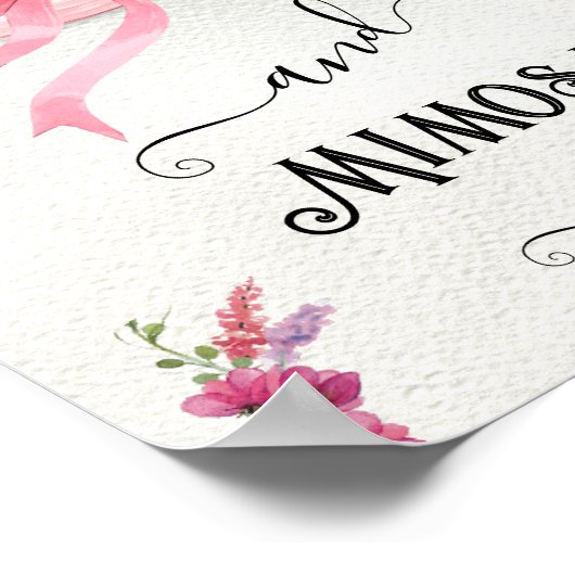 Roze floral Pet Derby Vrijgezellenfeest Tafel Teke Poster (Hoek)