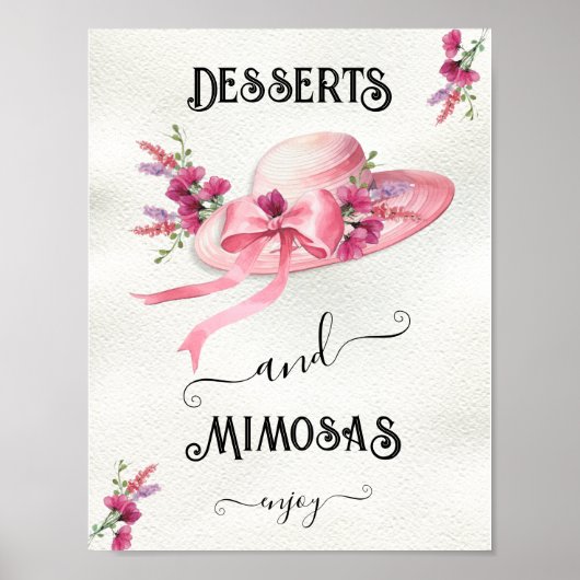 Roze floral Pet Derby Vrijgezellenfeest Tafel Teke Poster (Voorkant)