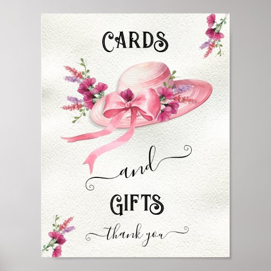 Roze floral Pet Derby Vrijgezellenfeest Tafel Teke Poster (Voorkant)