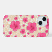Roze Floral Phone Case iPhone 15 Case (Achterkant horizontaal)