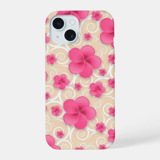 Roze Floral Phone Case iPhone 15 Case (Achterkant)