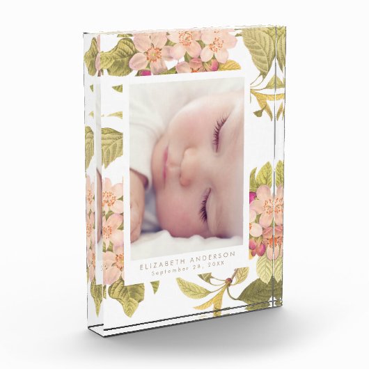 Roze Floral Photo Block Lijst Fotoblokken (Links)