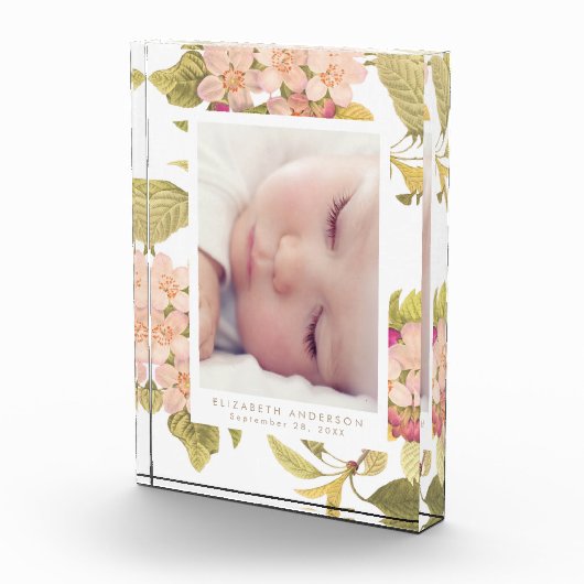 Roze  Floral Photo Block Lijst Fotoblokken (Rechts)