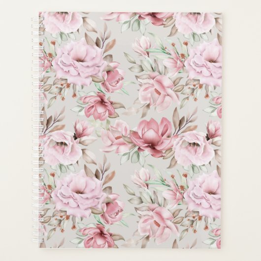 Roze Floral Planner (Voorkant)
