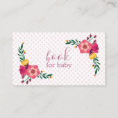Roze Floral Polka Dot Book Request Baby shower Informatiekaartje (Achterkant)
