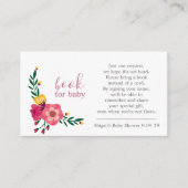 Roze Floral Polka Dot Book Request Baby shower Informatiekaartje (Voorkant)