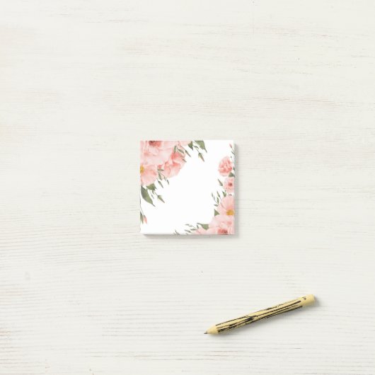 Roze Floral Post-it® Notes (Op bureau)