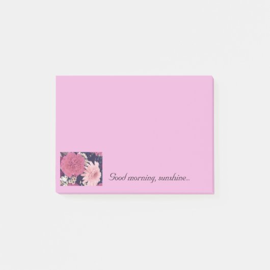 Roze Floral Post-it-Notes 4 x 3 inch Post-it® Notes (Voorkant)