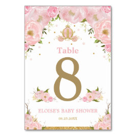 Roze Floral Princess Carriage Girl Baby shower Kaart