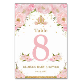 Roze Floral Princess Carriage Girl Baby shower Kaart