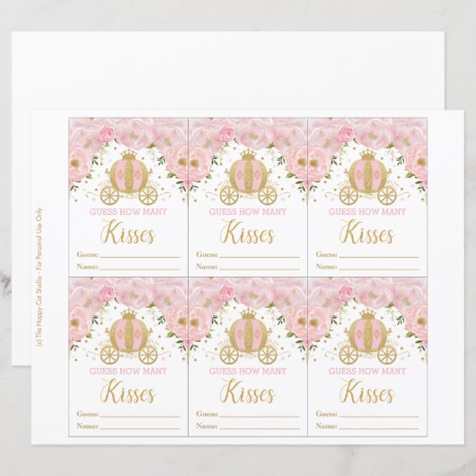 Roze Floral Prinses raden hoeveel Kisses er aan de (Voorkant / Achterkant)