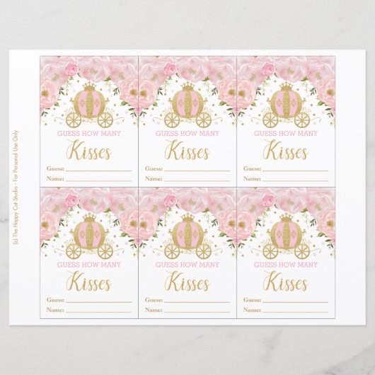 Roze Floral Prinses raden hoeveel Kisses er aan de (Voorkant)