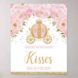 Roze Floral Prinses raden hoeveel Kisses er aan de Poster