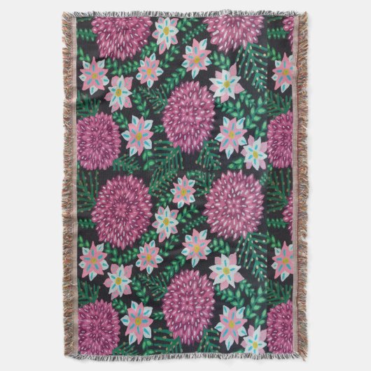 Roze Floral print Deken (Voorkant Verticaal)