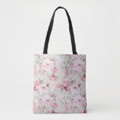 Roze Floral print Tote Bag (Voorkant)