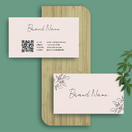 Roze Floral Professional Calligraphy QR Code Visitekaartje