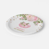 Roze Floral Pumpkin 1st eerste verjaardag 7-inch B Papieren Bordje (Gekanteld)