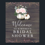 Roze Floral Pumpkins Rustic Vrijgezellenfeest Welk Poster<br><div class="desc">Roze pompoenen vrijgezellenfeest of baby shower welkomstbord poster</div>