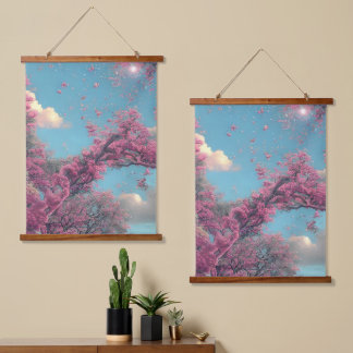 Roze Floral Pure Sky Hangend Wandkleed