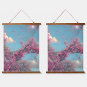 Roze Floral Pure Sky Hangend Wandkleed (Dubbel)