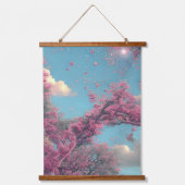 Roze Floral Pure Sky Hangend Wandkleed (Voorkant 2)