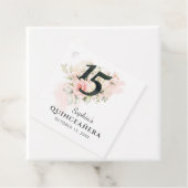 Roze Floral Quinceanera Rustic 15th Birthday Bedankjes Labels (In situ)