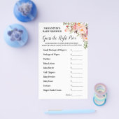 Roze Floral raad het juiste prijsspel Baby shower Flyer (Enkel)