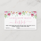 Roze Floral Raad Kisses Baby shower Game Card Informatiekaartje (Voorkant)