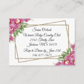 Roze Floral Reception Enclosure Card Informatiekaartje (Achterkant)