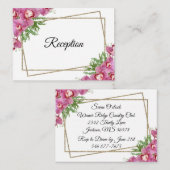 Roze Floral Reception Enclosure Card Informatiekaartje (Voorkant / Achterkant)