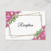 Roze Floral Reception Enclosure Card Informatiekaartje (Voorkant)