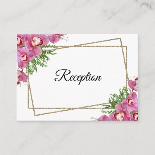 Roze Floral Reception Enclosure Card Informatiekaartje (Voorkant)