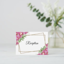 Roze Floral Reception Enclosure Card Informatiekaartje