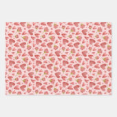 Roze Floral Red Heart Sweet Valentijnsdag Pattern Inpakpapier Vel (Voorkant)